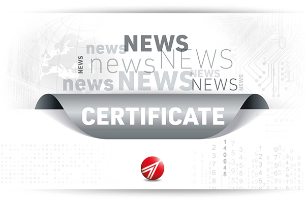 News di tipo 'Certificate', grigio su sfondo bianco.