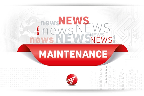 News di tipo 'Maintenance', rosso su sfondo bianco.