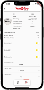 Smartphone che mostra una schermata dell'app Tecnofire ID